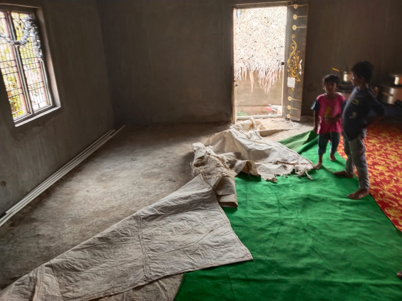 Materials being carried for church construction work