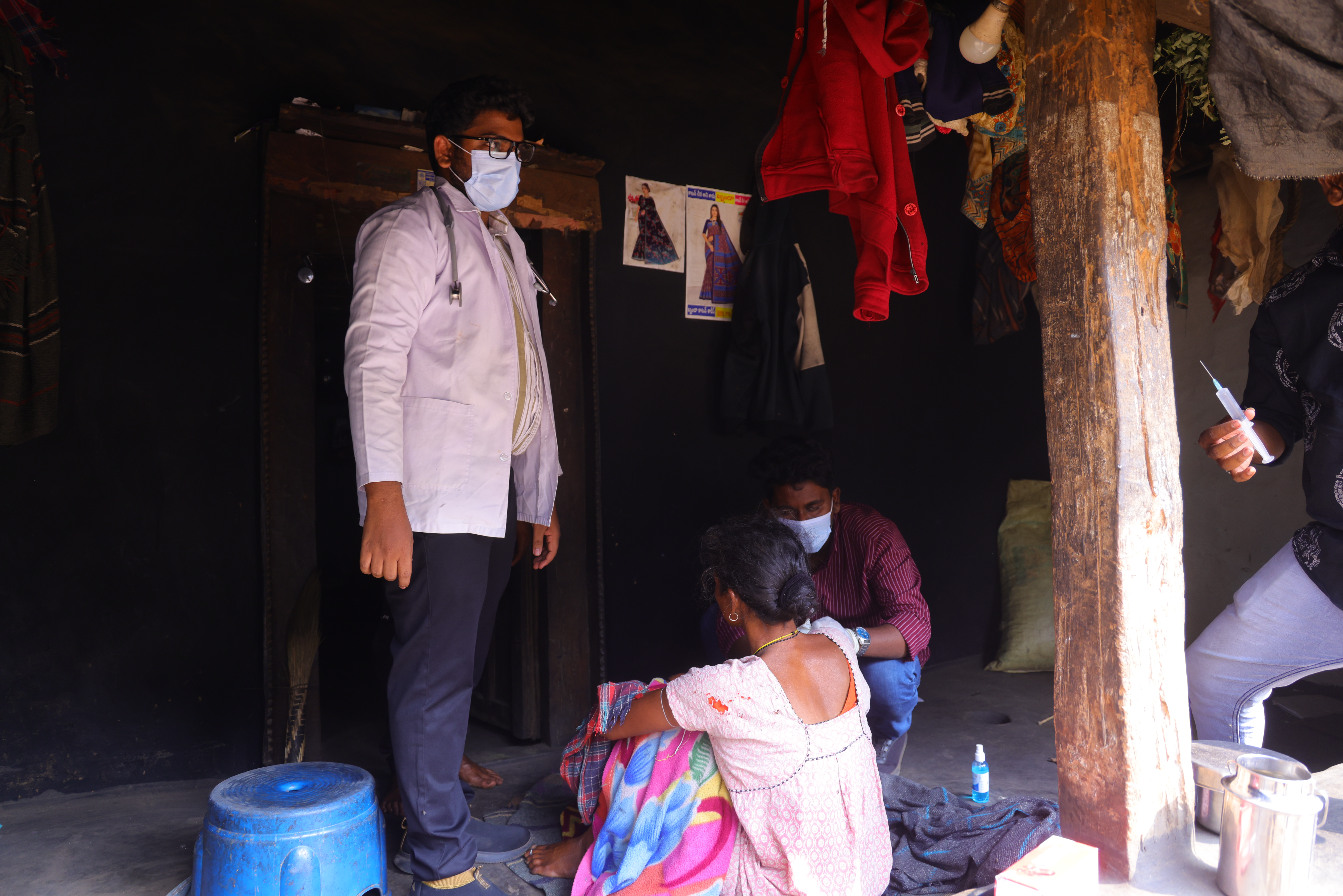 Visiting a woman at her home during the medical outreach