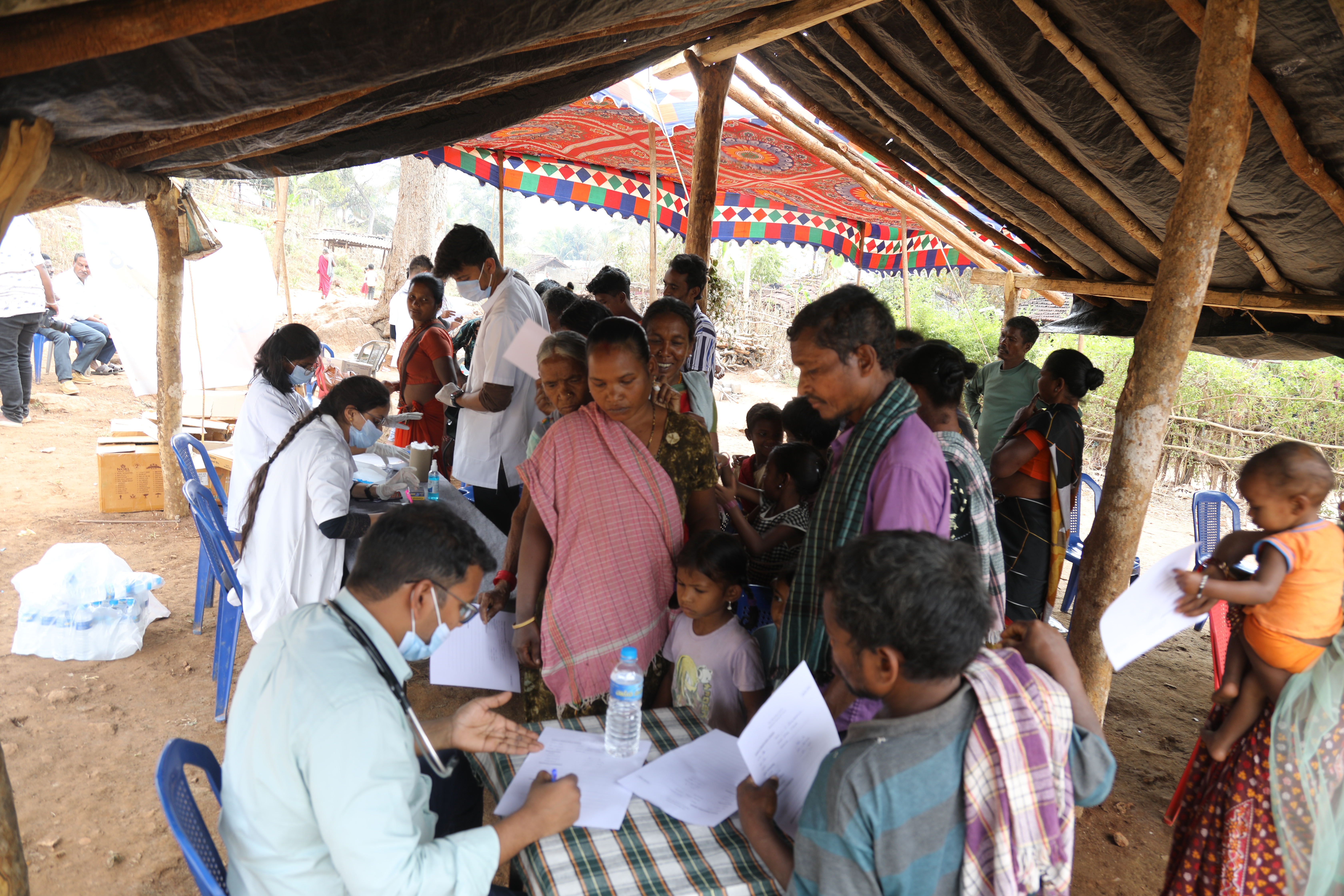 Doctors and volunteers serving during the medical camp