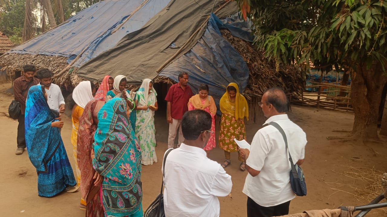 Community members gathered during outreach