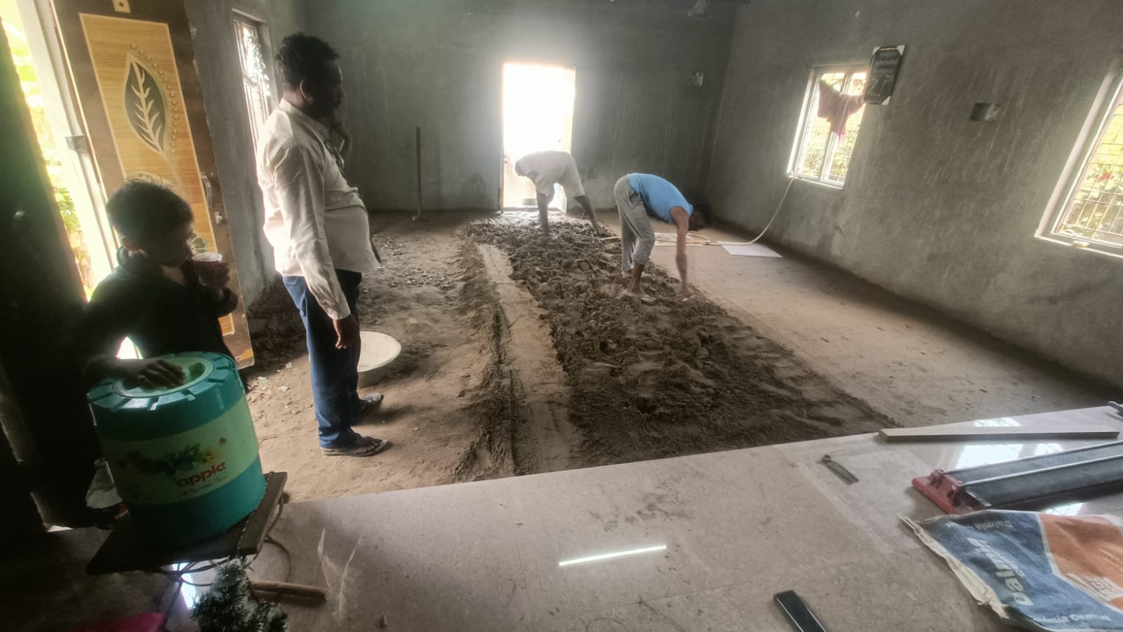 Materials being carried for church construction work